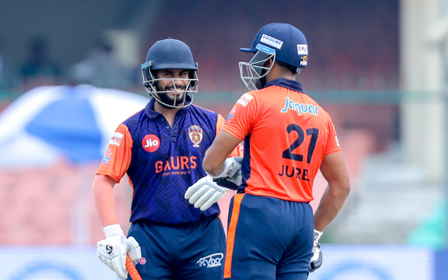 Uttar Pradesh batters Abhishek Goswami and Dhruv Jurel