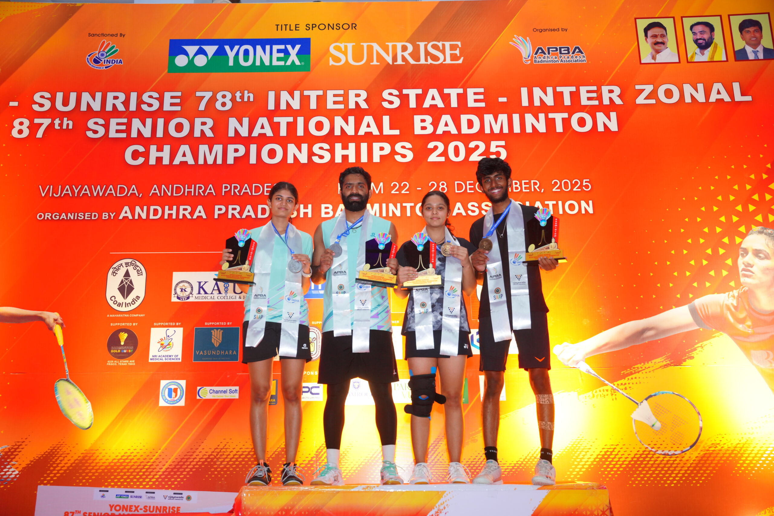 Sathwik Reddy K of Telangana and PNB's Radhika Sharma