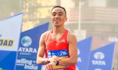 Anish Thapa, winner of Mumbai Marathon