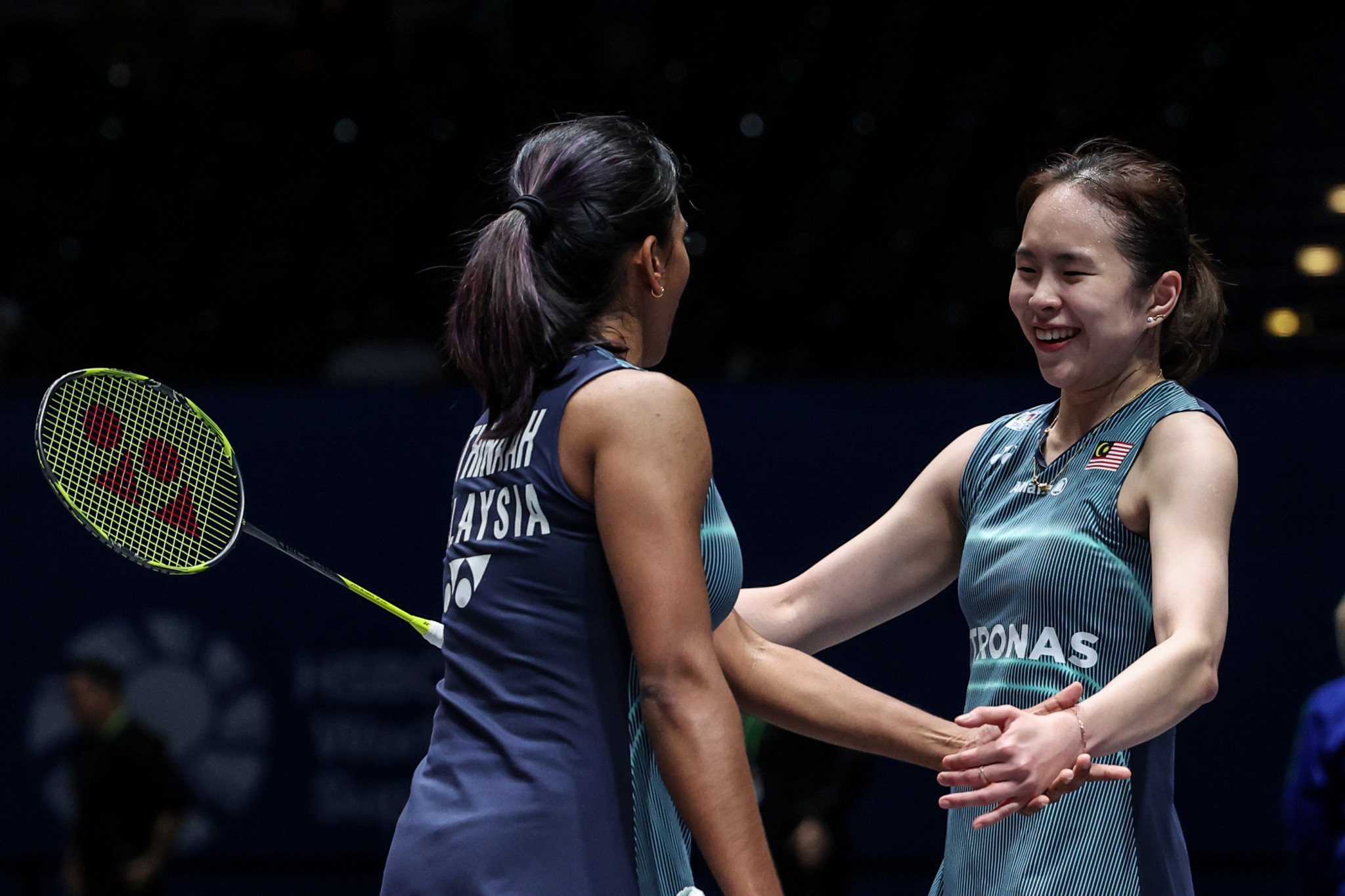 Thinaah (L) and Tan smash 19-year wait for a Malaysian women’s doubles pair to reach a semifinal at the All England