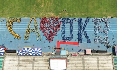 Amrita students form a human formation in Chennai