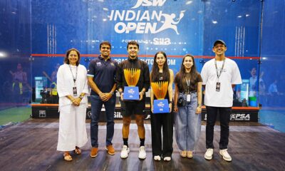 Anahat Singh and Abhay Singh, winners of the JSW Indian Open