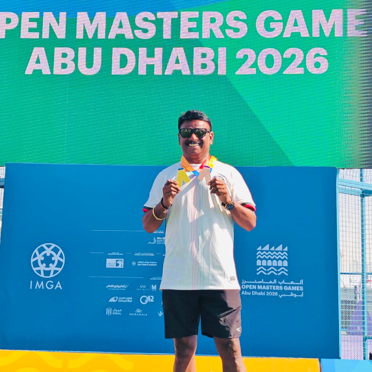 Madhusudhan won a gold and bronze in Abu Dhabi