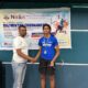 Aakash won the singles title at the NaSA badminton tournament