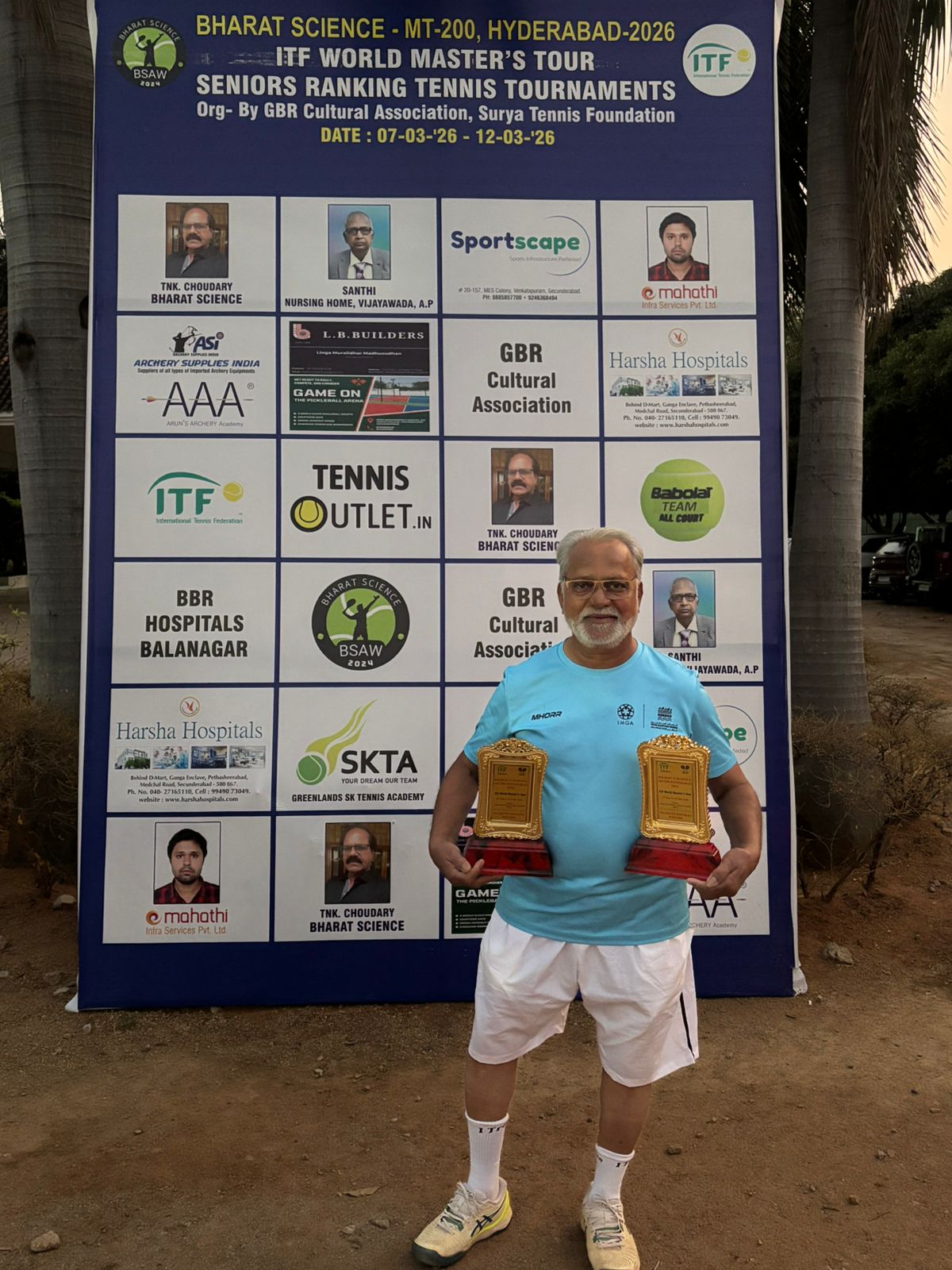 Shivaji Chavan with his singles runners-up trophy