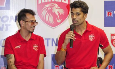 Punjab Kings' Yuzvendra Chahal and Shashank Singh
