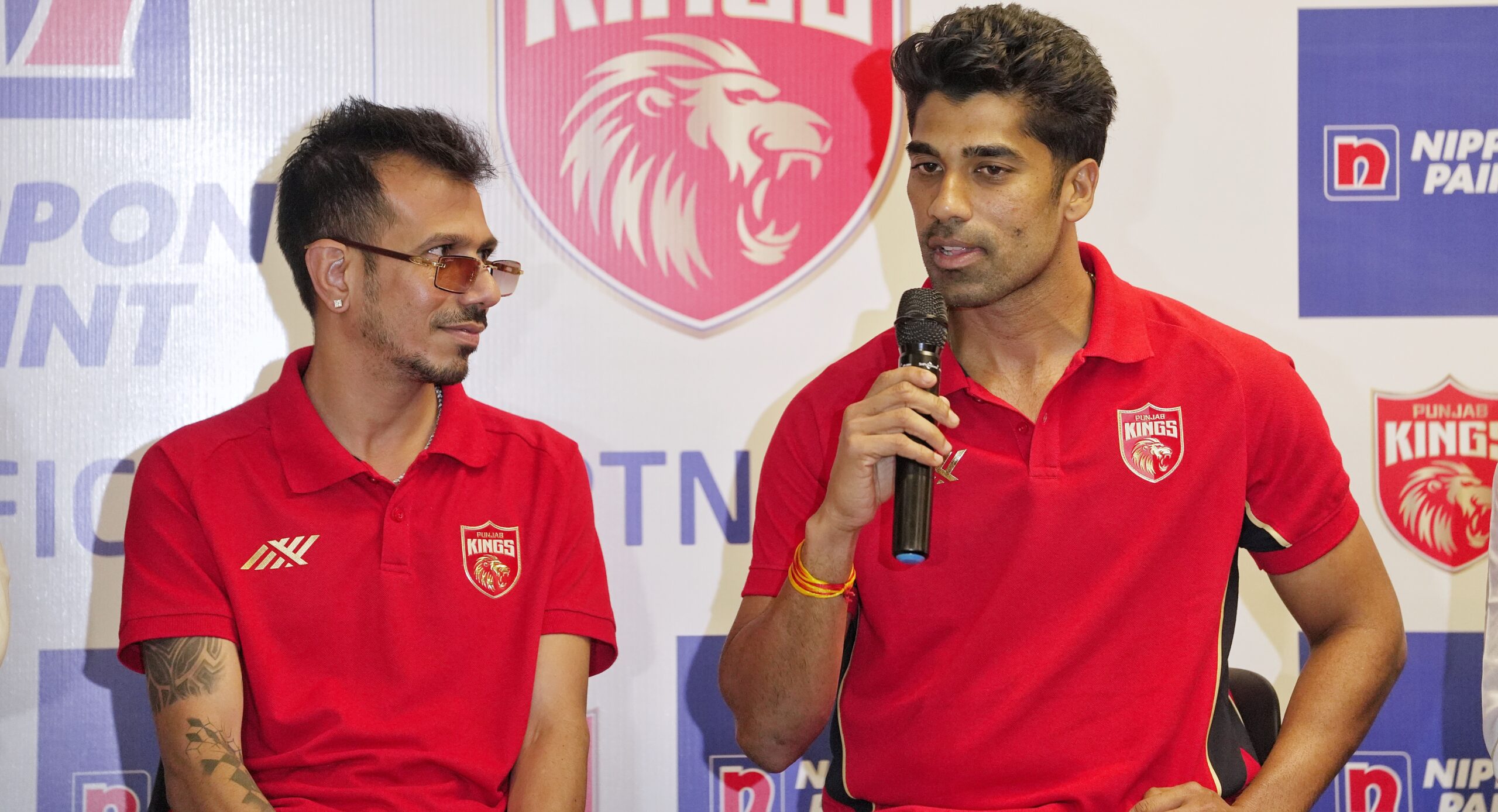 Punjab Kings' Yuzvendra Chahal and Shashank Singh