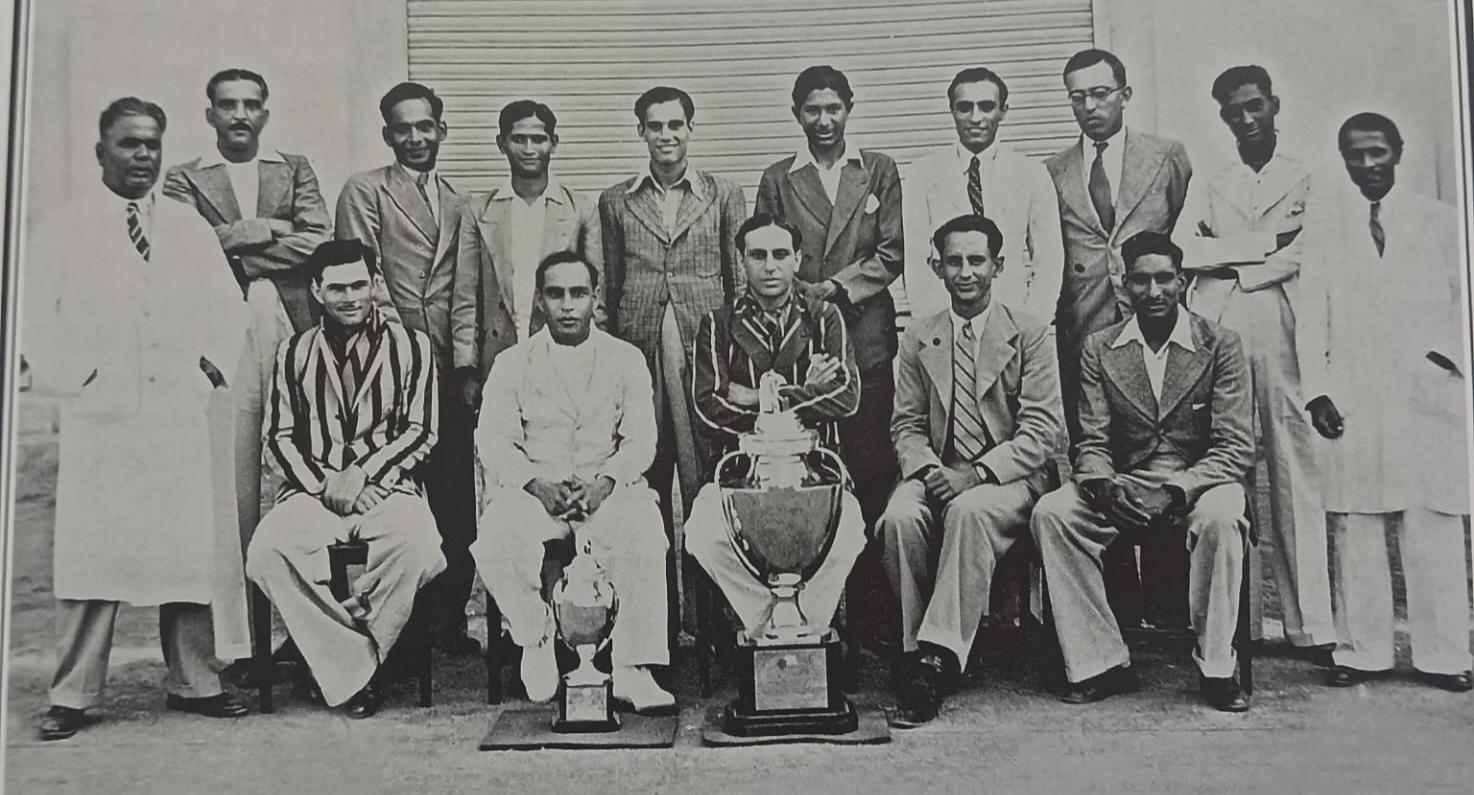 Eddie Aibara with the Hyderabad Ranji team which won the trophy in 1937-38