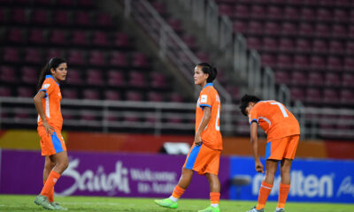 A crestfallen Indian football players