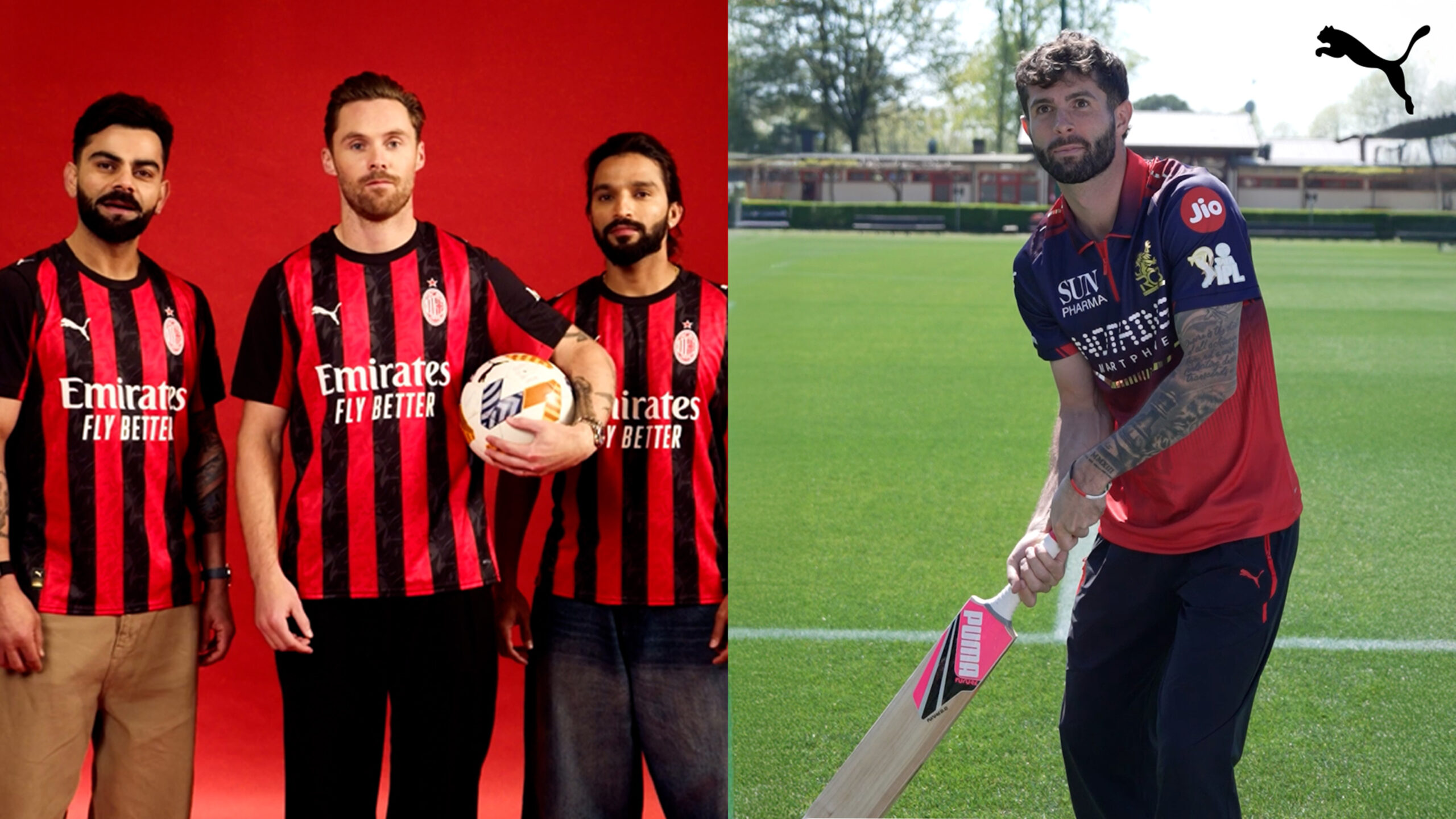 RCB and AC Milan players swap jerseys