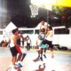 Sanathnagar's Bharath taking a shot as Titans' Surya tries to defend