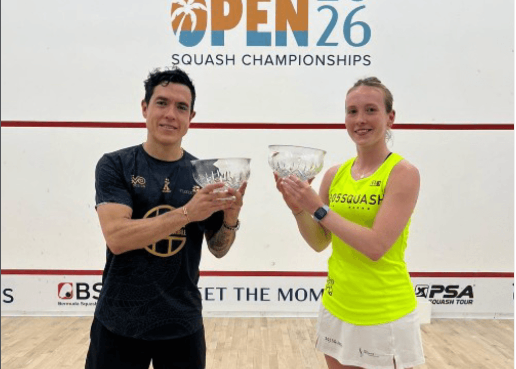 England’s Lucy Turmel and Colombia’s Miguel Rodriguez 