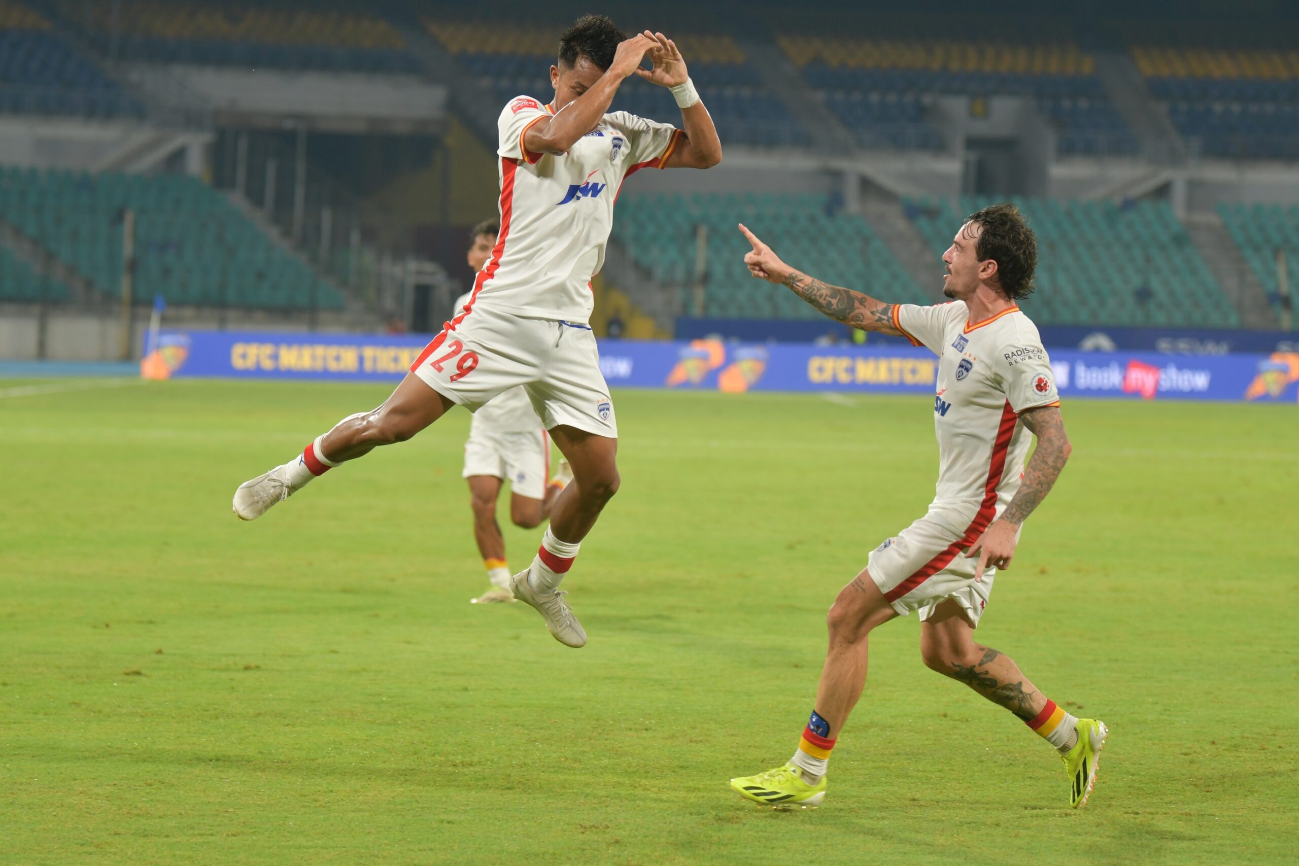 Bengaluru FC players celebrate their goal
