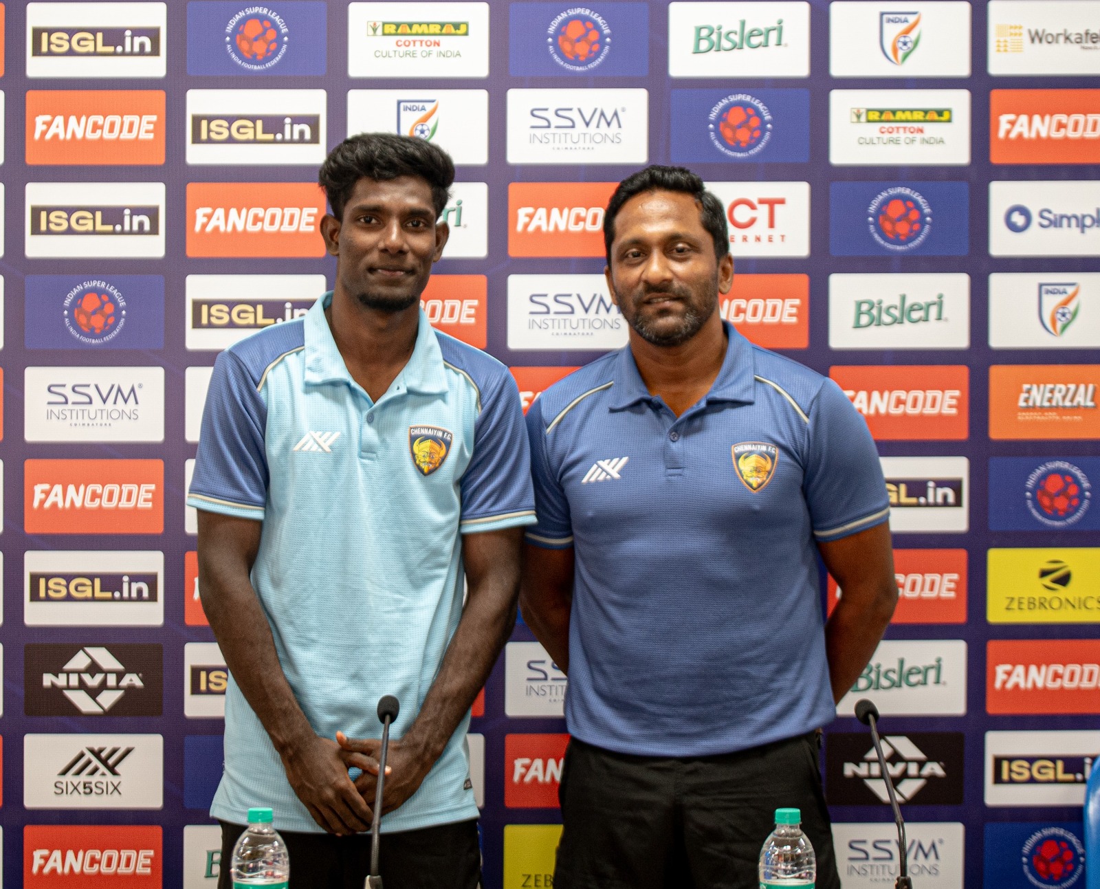 Chennaiyin coach Clifford Rayes Miranda and S Prakadeswaran