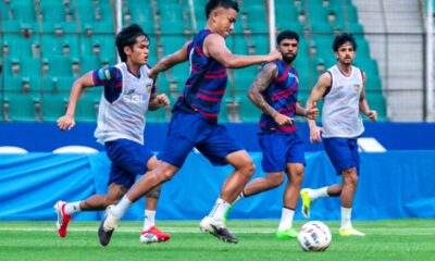 Chennaiyin FC's players at a practice session