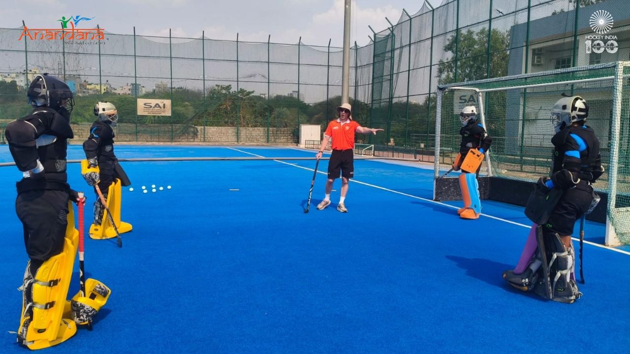 A training session at the goalkeepers camp in Bengaluru