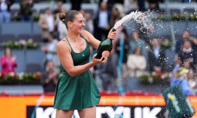 Marta Kostyuk celebrates her win at the Madrid Open 2026