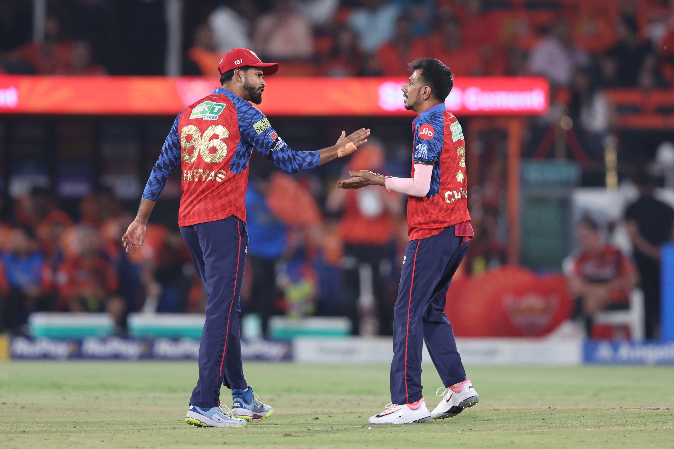 Punjab Kings' Shreyas Iyer and Yuzvendra Chahal