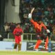 Royals of Rayalseema opener Vamsi Krishna celebrates his century against Bhimavaram Bulls