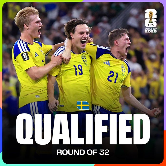 Sweden qualified for knockouts of Fifa World Cup 2026
