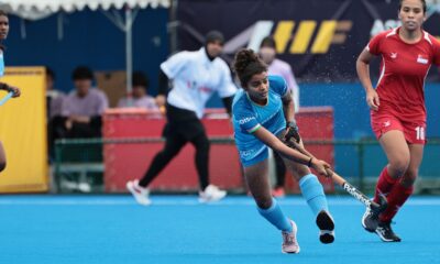 Nousheen Naz, Geethasri Nammi and Sweety Kujur starred in India's 25-0 win over Singapore