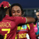 West Indies celebrate their win over New Zealand