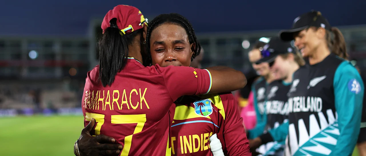 West Indies celebrate their win over New Zealand