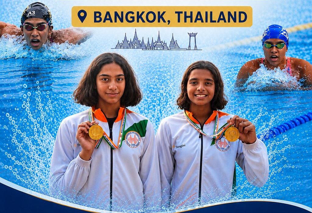 Telangana swimmers Shivani Karra and Nithya Sagi