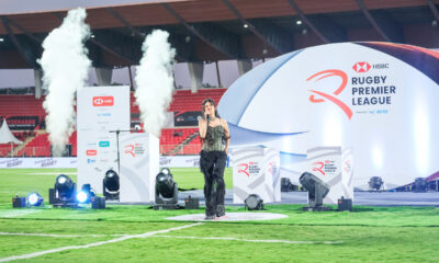 Actress Shruti Hassan performs at the opening ceremony of the Rugby Premier League in Hyderabad