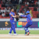 Ranga Reddy Risers' skipper Tanay Thyagarajan celebrates a wicket