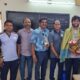 Yashveer Goud being felicitated by Bhavan's college
