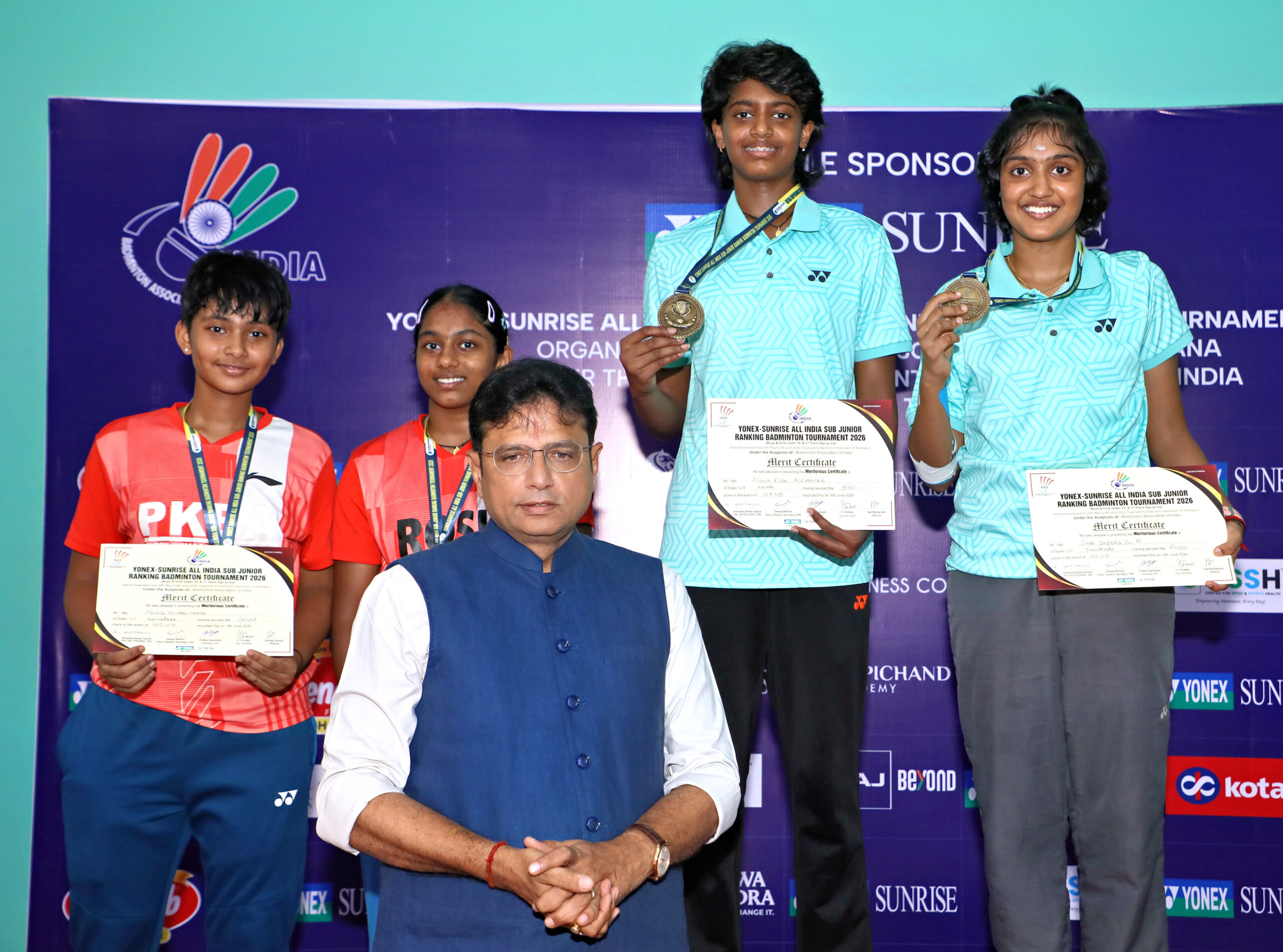Anvi Rathore of Rajasthan won the Under-15 girls singles title