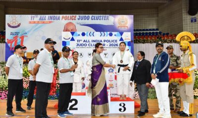 Dr A Sonibala Devi giviing the medals to Judo winners