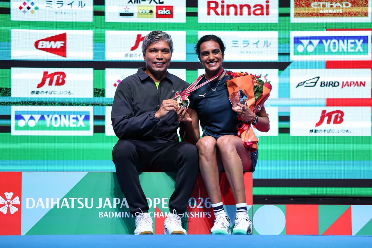 P V Sindhu with coach Irwansyah Adi Pratama
