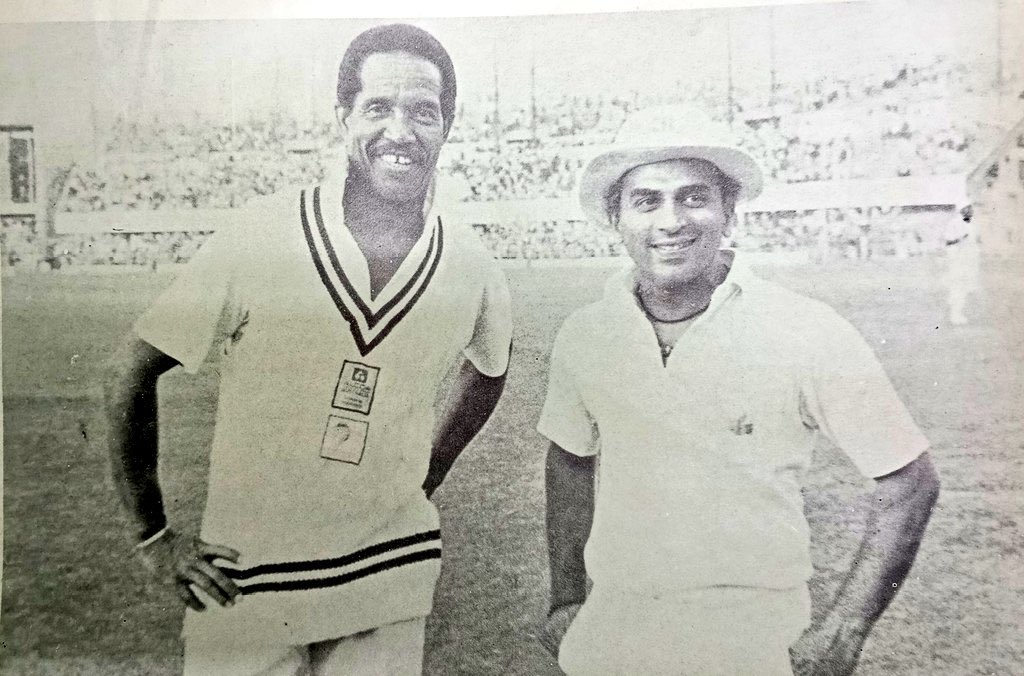 Sir Garfield Sobers with Sunil Gavaskar