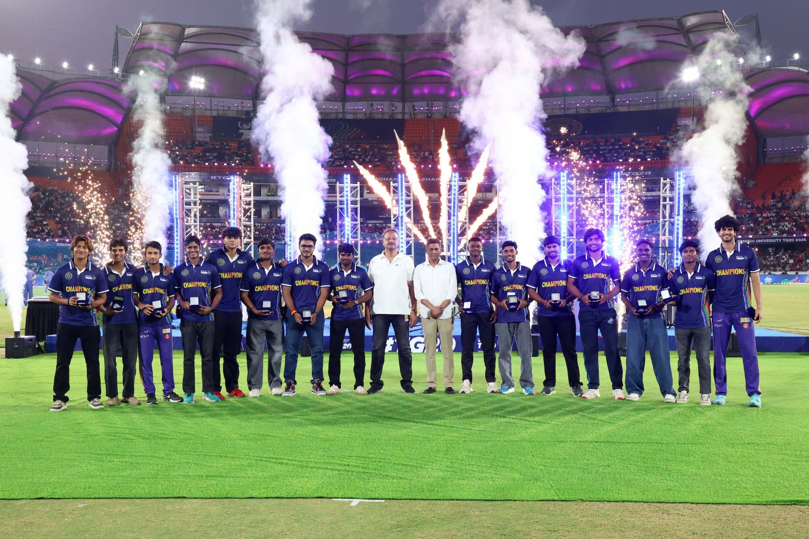 Hyderabad Under-19 team which had won the Vinoo Mankad Trophy