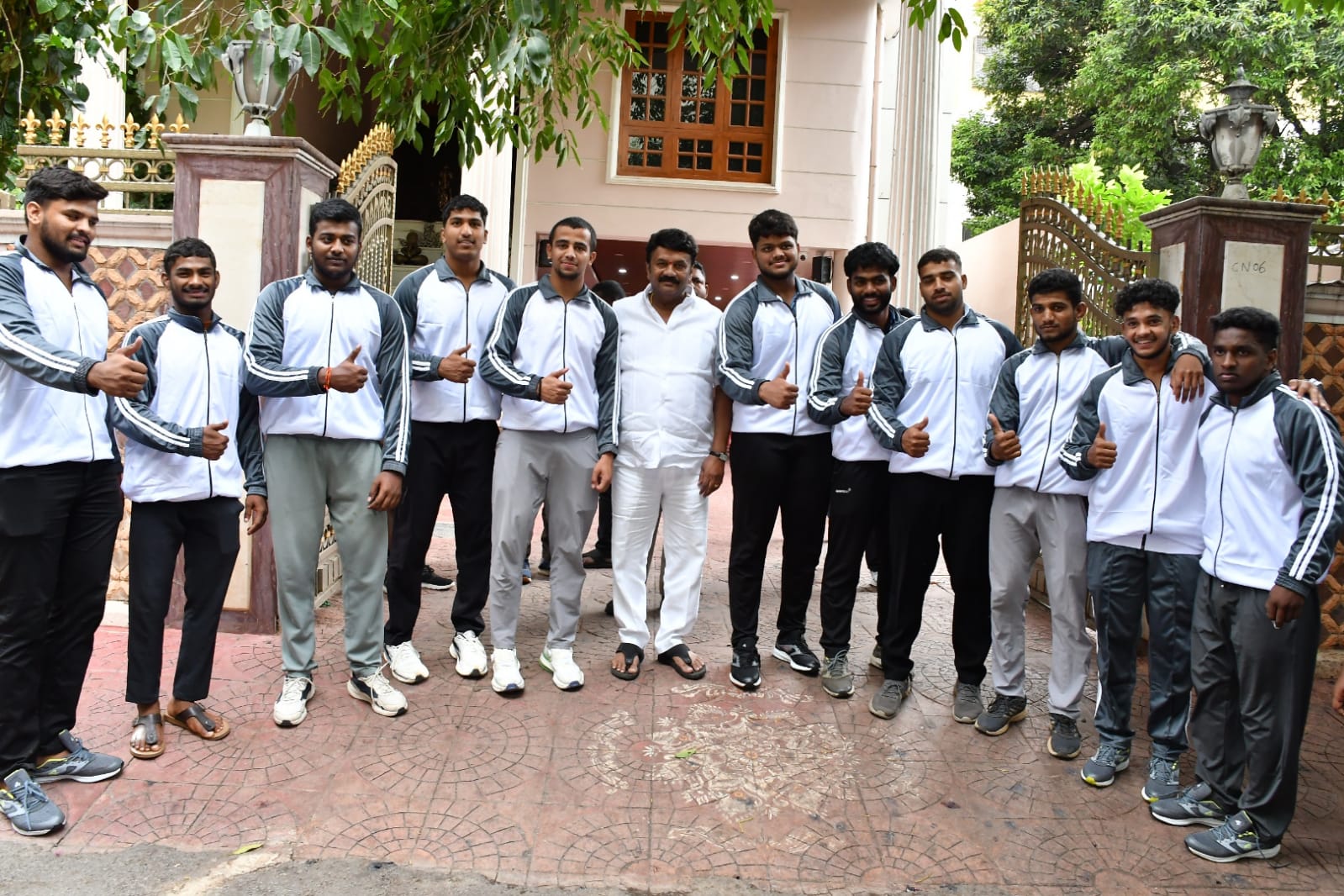 Telangana boy wrestlers with MLA Talasani Srinivas Yadav