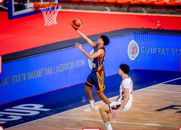 A Sri Lanka hoopster attempts a basket