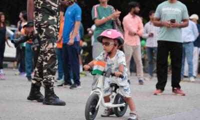 A young cyclist at the 86th Fit India Sundays on Cycle in Delhi