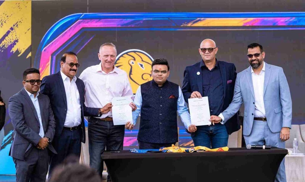 Jay Shah inaugurating the TCA Arena in Tanzania