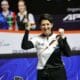 Kelly Fisher celebrates her victory at the 3rd Heyball World Championships in Pune