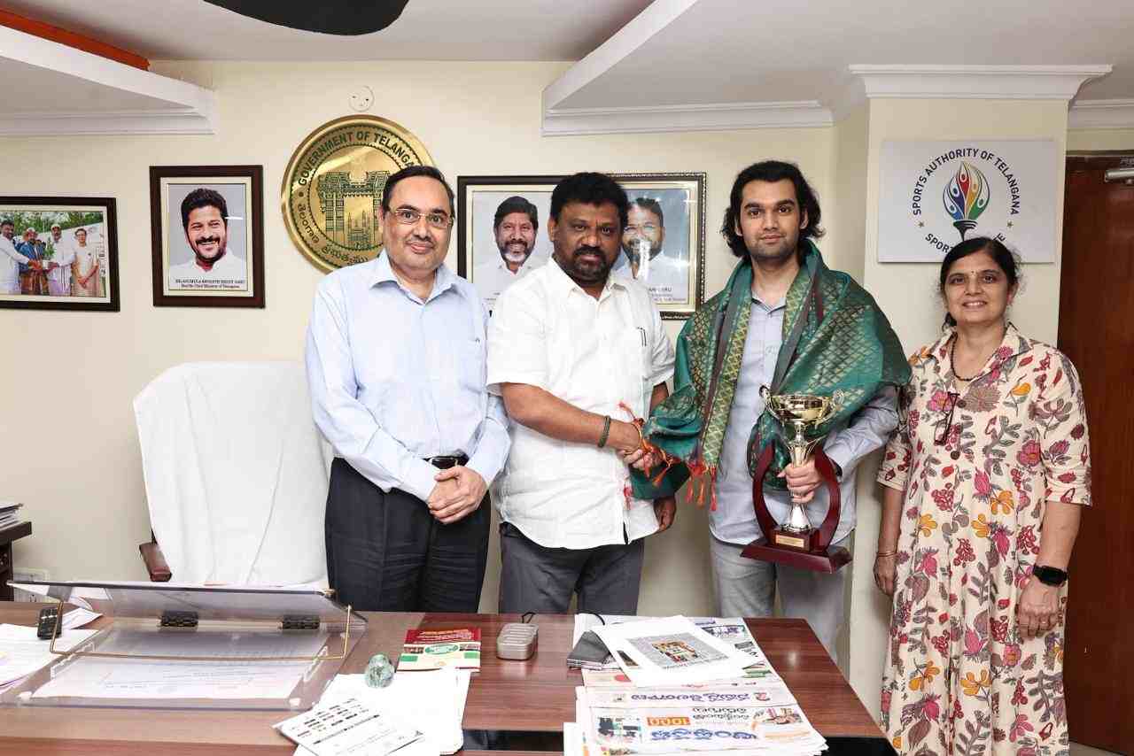 Raja Rithvik with SATG chairman K Shiv Sena Reddy
