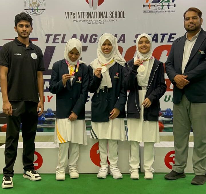Faiza and Fareha won gold, while Anam Sultana and Asfiya won the silver at the Telangana Table soccer meet