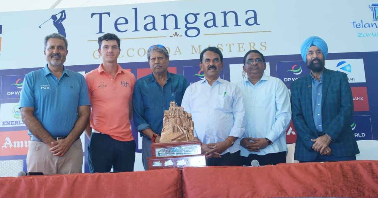 Kapil Dev and Telangana miniser J Krishna Rao at the announcement of the Telangana Golconda Masters