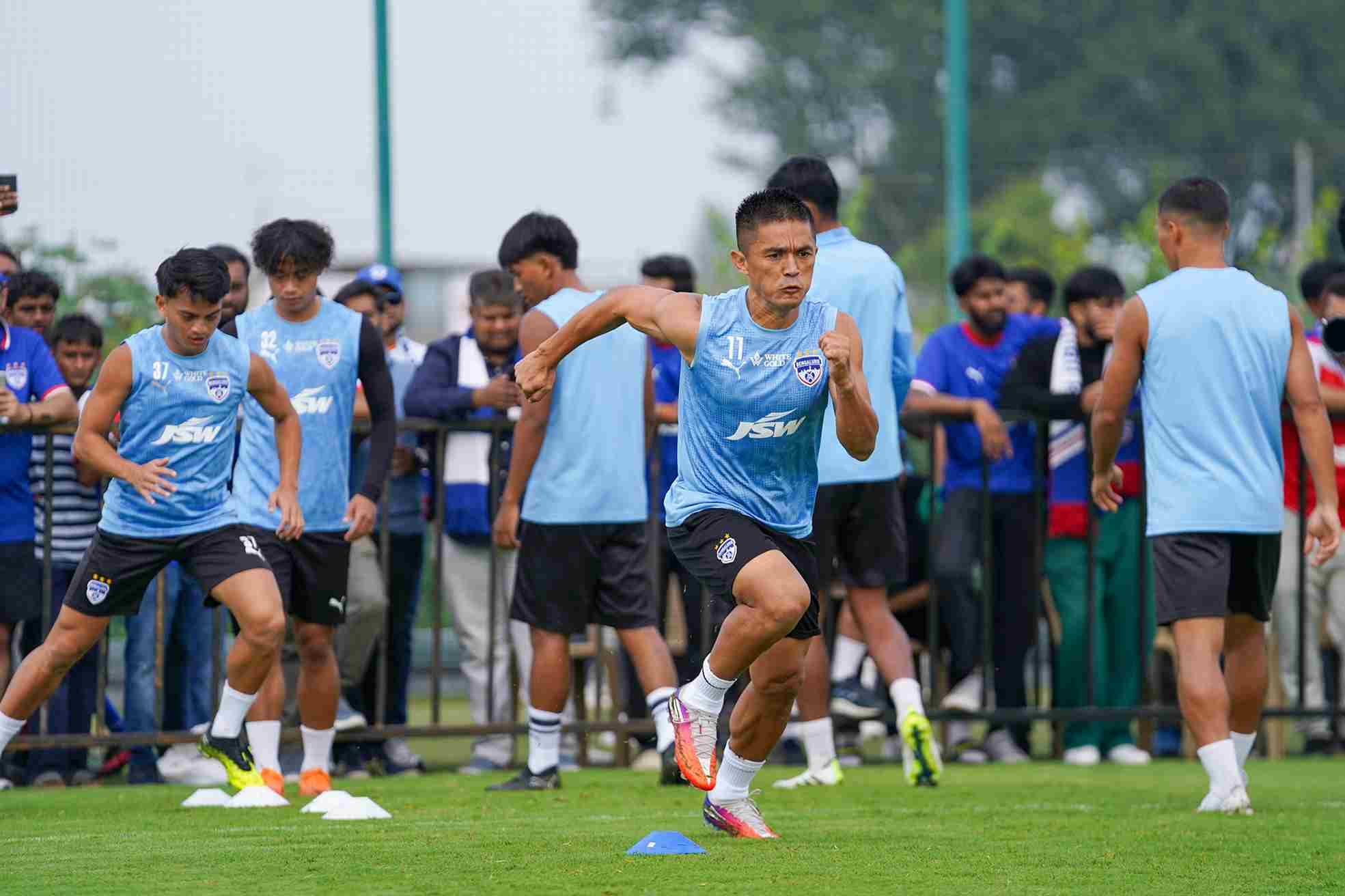 Bengaluru FC's Sunil Chhetri at a training session