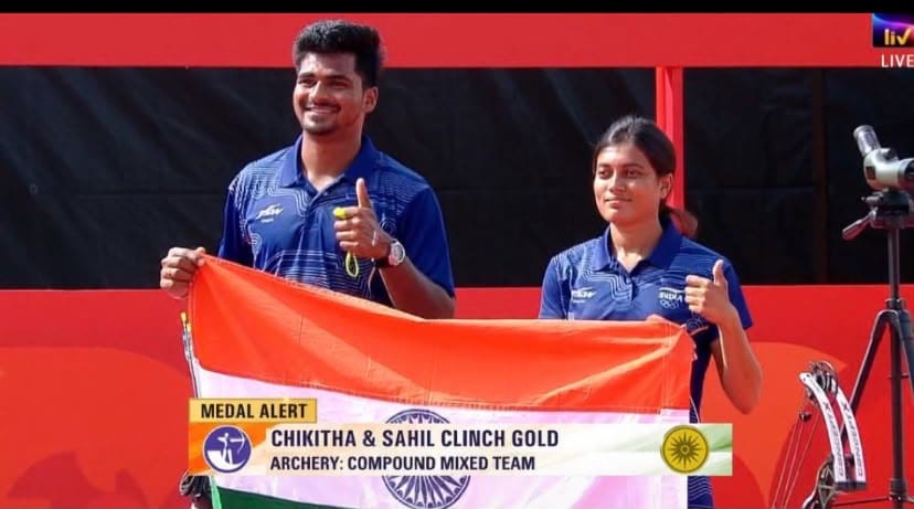 Telangana compound archer Chikitha Taniparthi and Maharashtra’s Sahil Jadhav