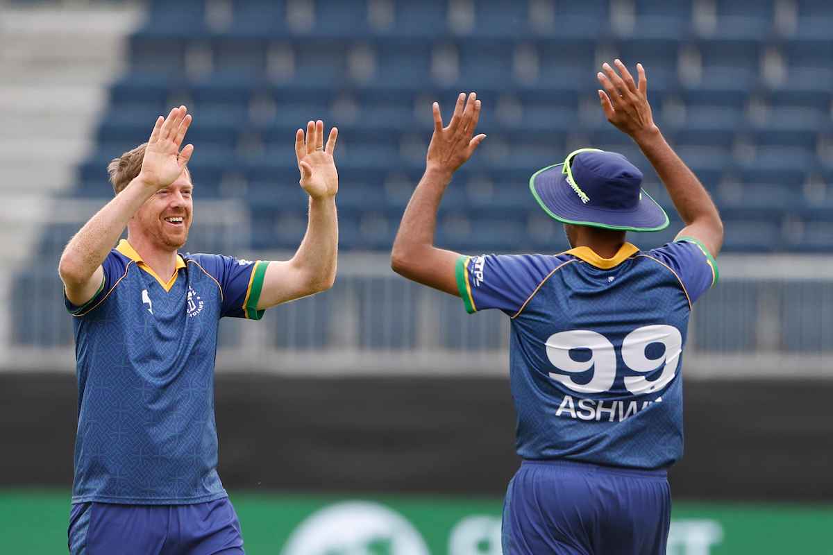 Craig Young celebrates with skipper R Ashwin