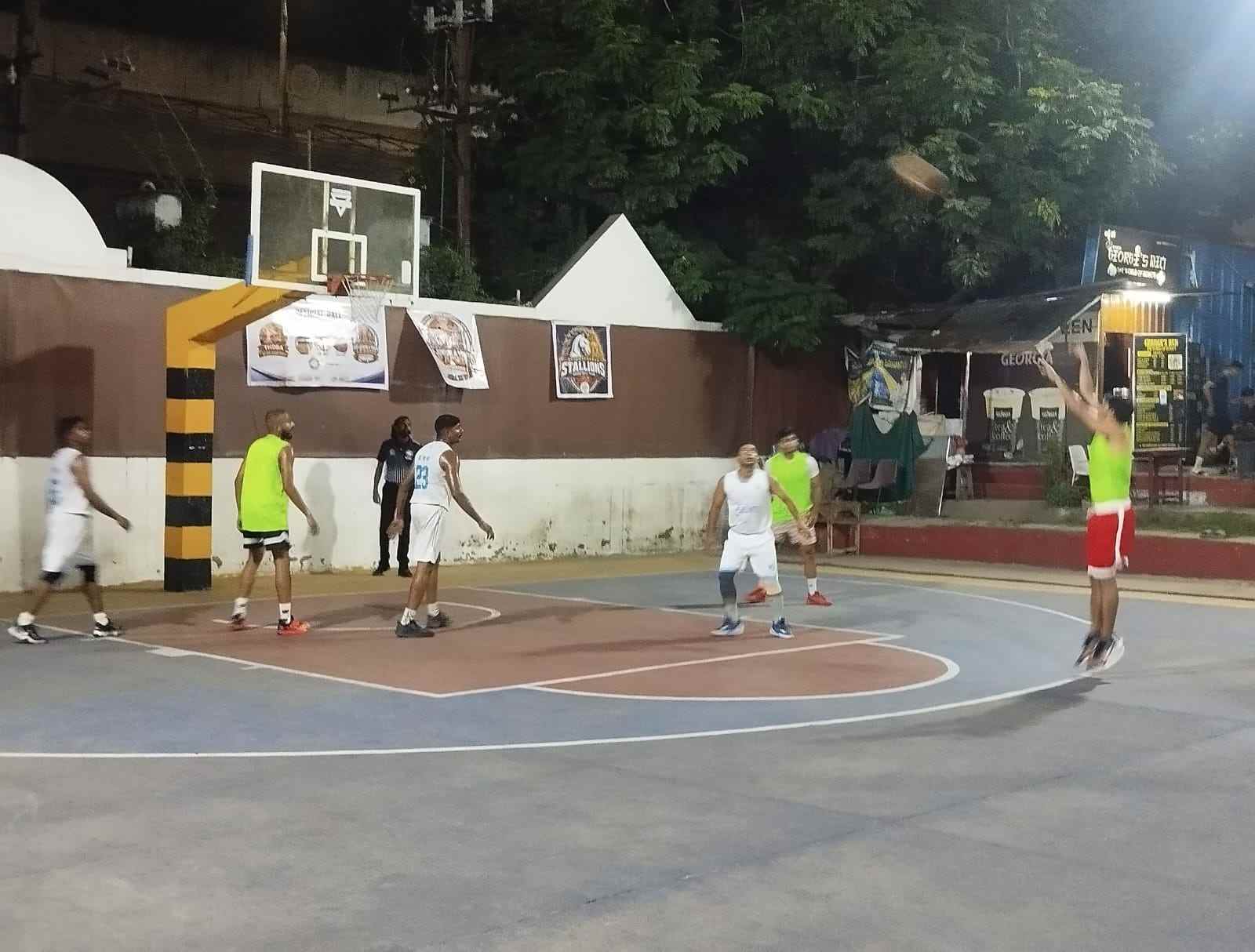 Sanjay Bhadu attempting a 2 point shot for Freestyle Ballers against 125 Infantry Batallion
