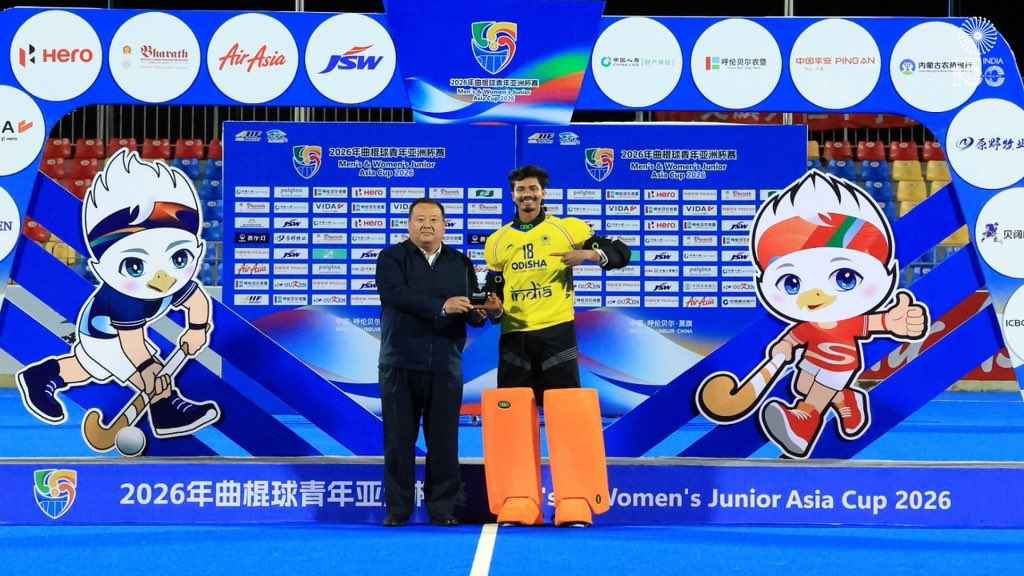 Vivek Lakra is named the Best Goalkeeper of the Tournament after playing a key role in India’s title-winning campaign at the AHF Junior Asia Cup 2026