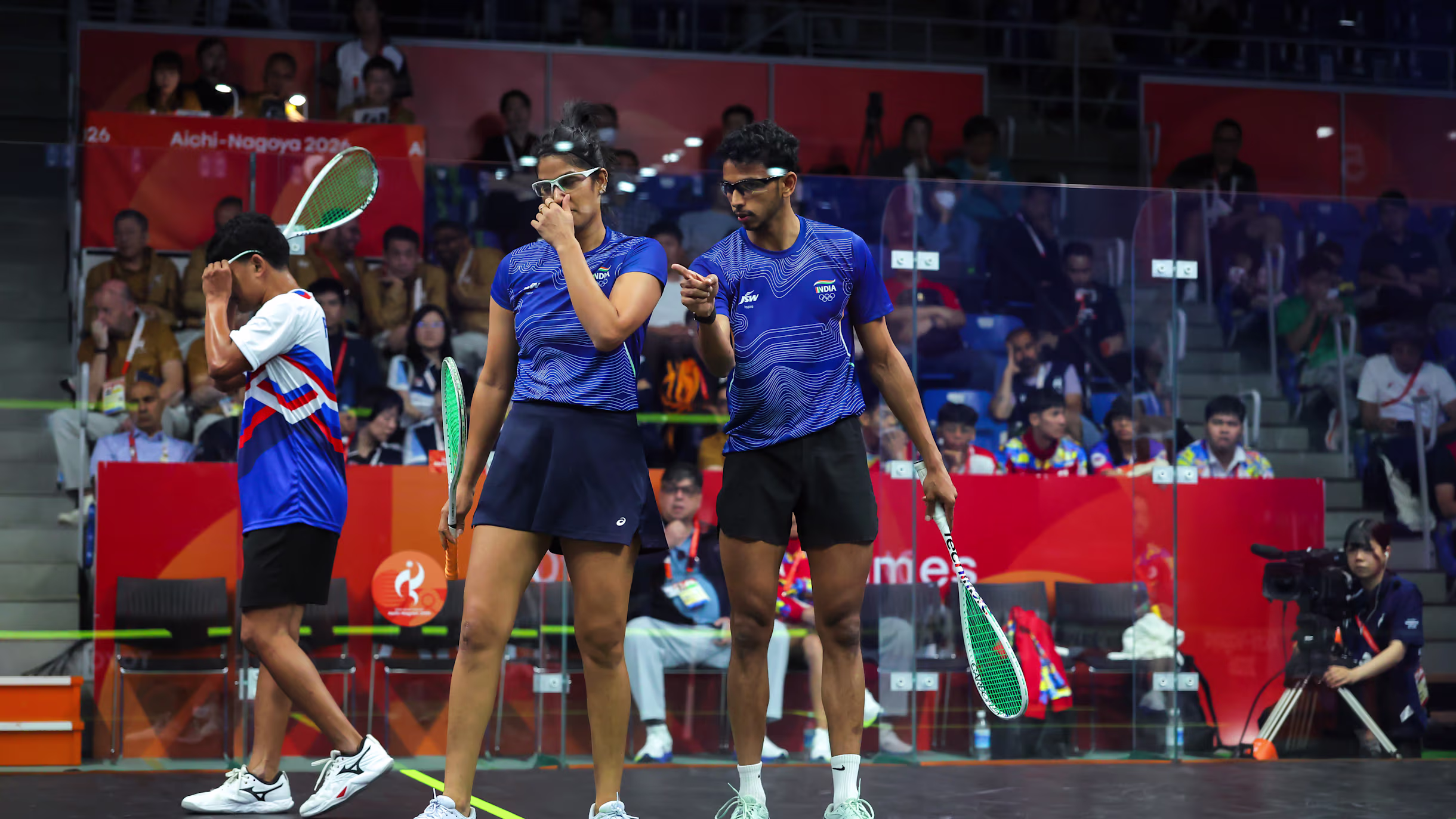 Joshna Chinappa and Velavan Senthilkumar won the mixed doubles bronze medal at the Asian Games 2026 in Nagoya on Saturday
